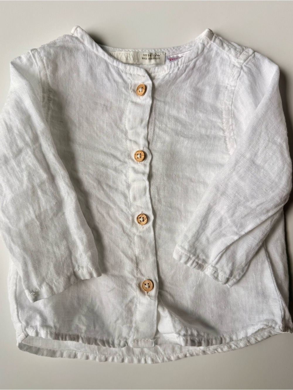Zara White Button-Front Kids Linen Top